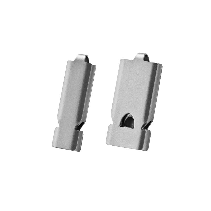 High-decibel outdoor emergency whistle made of titanium alloy