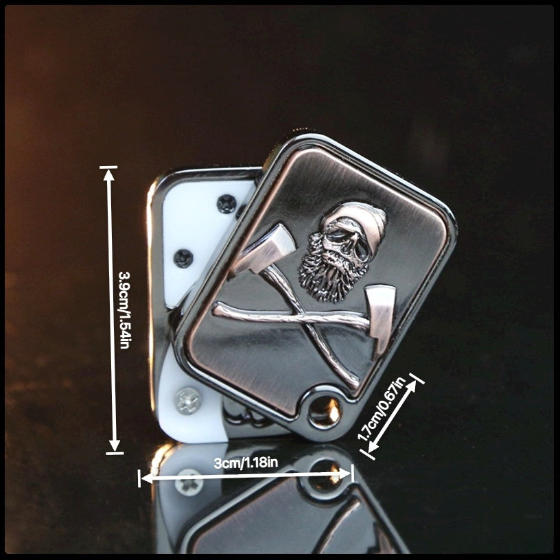 Skull-headed battle-axe push-to-release stress toy EDC metal toy Stress-relief toy Snap-to-release coin