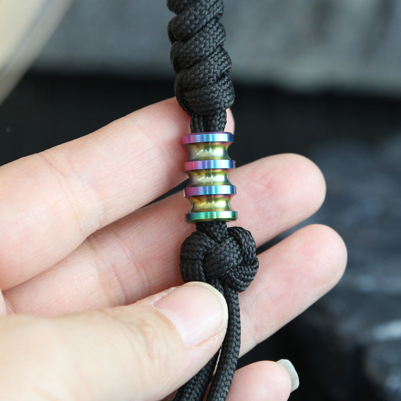 Stainless Steel Tri-Spiral Waterjet Pendant EDC Snap Coin Card Holder Pendant Keyring Pendant Outdoor Paracord