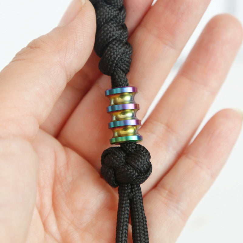 Stainless Steel Tri-Spiral Waterjet Pendant EDC Snap Coin Card Holder Pendant Keyring Pendant Outdoor Paracord