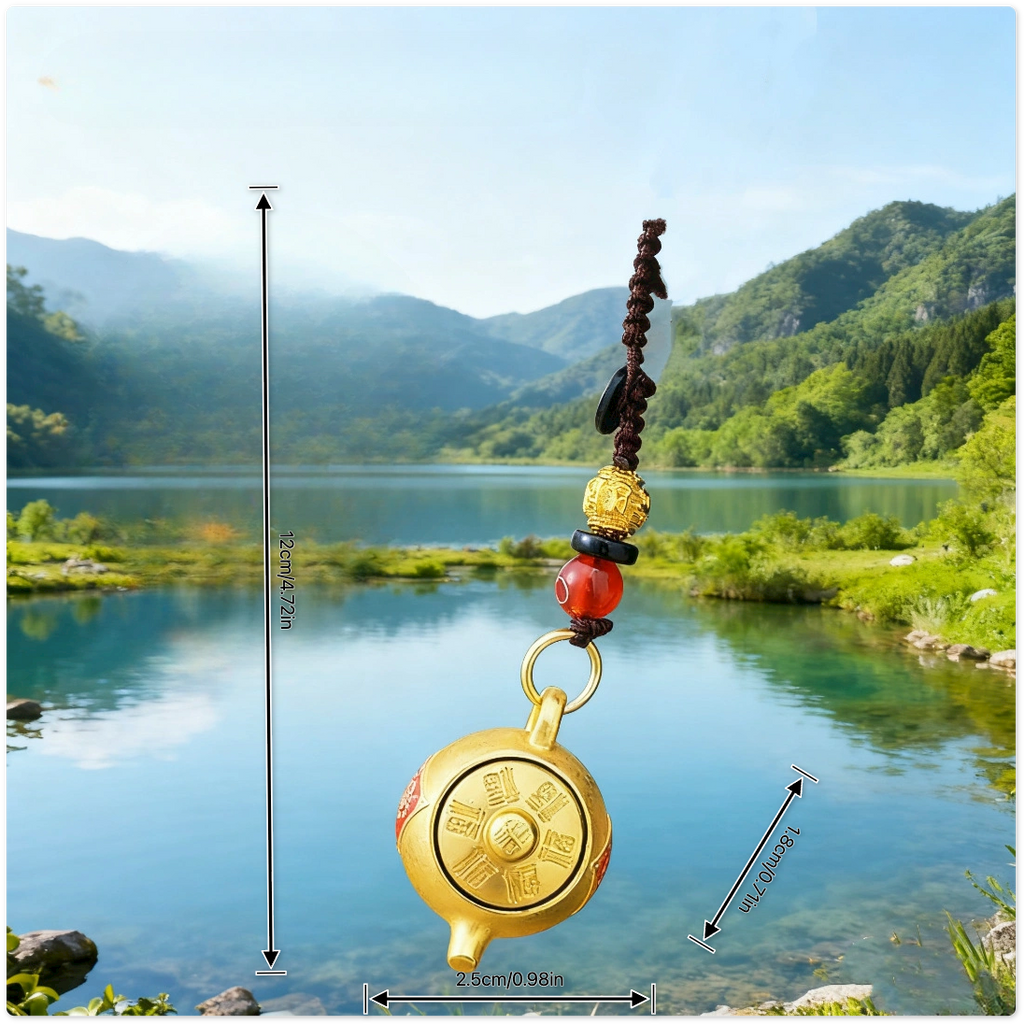 Teapot Keychain, Make a Fortune Every Day Pendant, Portable Coin Purse Accessory
