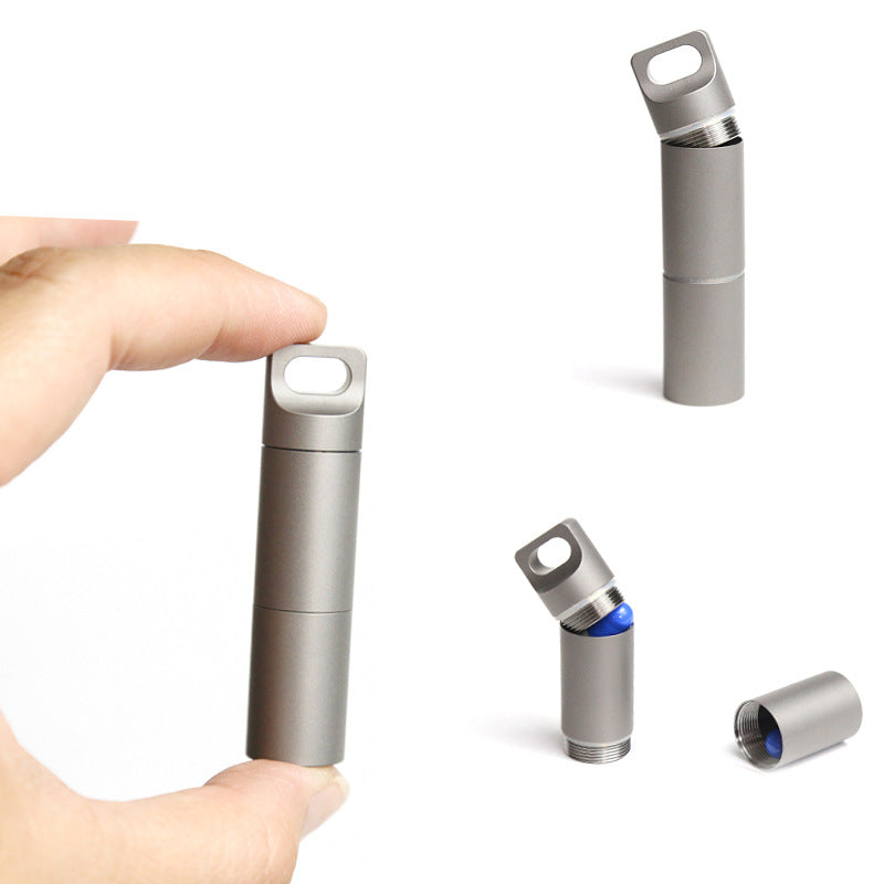 Titanium Alloy Medicine Case Waterproof and Moisture-Resistant Portable First Aid Metal Medicine Bottle